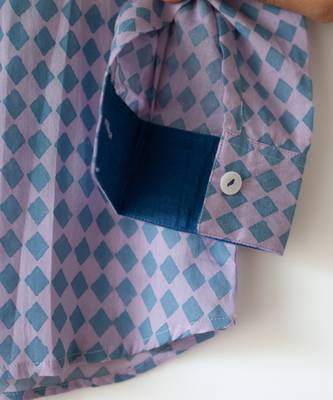 Purple hand block printed cotton kurta 4