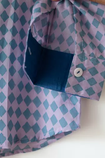 Purple hand block printed cotton kurta