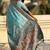 Turquoise warli embroidered silk blend designer banarasi saree