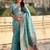 Turquoise warli embroidered silk blend designer banarasi saree