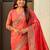 Peach floral zari silk blend designer banarasi saree