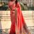Peach floral zari silk blend designer banarasi saree