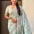 Green women floral embroidered silk blend designer banarasi saree