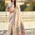 Cream floral embroidered silk blend designer banarasi saree
