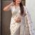 Cream floral embroidered silk blend designer banarasi saree