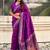 Purple floral embroidered silk blend designer banarasi saree