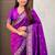 Purple floral embroidered silk blend designer banarasi saree