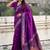 Purple floral embroidered silk blend designer banarasi saree