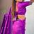Purple floral embroidered silk blend designer banarasi saree