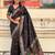 Black floral embroidered silk blend designer banarasi saree