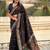 Black floral embroidered silk blend designer banarasi saree