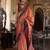 Orange striped woven design zari tussar saree