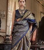 Gold woven design zari tussar saree
