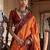 Orange striped zari tussar saree