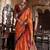Orange striped zari tussar saree