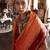 Orange striped zari tussar saree