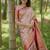Peach woven design zari kanchipuram silk saree with unstiched blouse piece