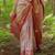 Peach woven design zari kanchipuram silk saree with unstiched blouse piece