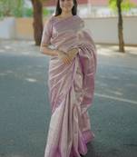 Lavender lavender kanchipuram silk zari weaving matching blouse piece & sarees