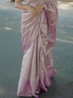 Lavender lavender kanchipuram silk zari weaving matching blouse piece & sarees 4