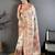 Off white ethnic motifs embroidered pashmina heavy work saree