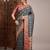 Teal ethnic motifs zari banarasi saree