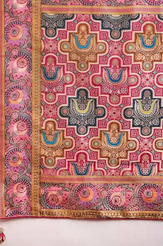 Teal ethnic motifs zari banarasi saree