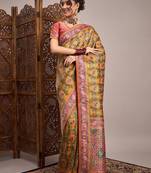 Mustard woven design zari banarasi saree