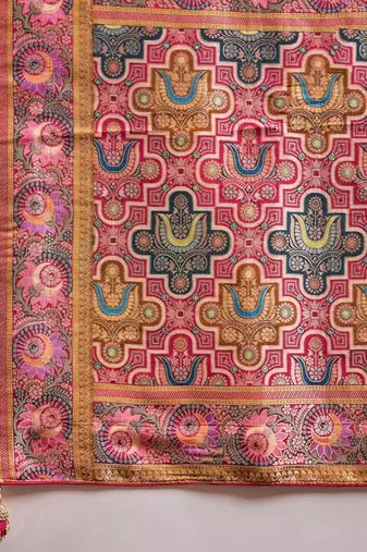 Mustard woven design zari banarasi saree