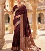 Maroon woven design zari silk blend banarasi saree