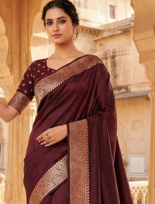 Maroon woven design zari silk blend banarasi saree 2