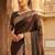 Brown woven design zari silk blend heavy work banarasi saree