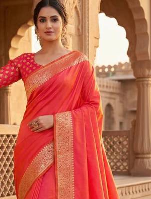 Red woven design zari silk blend banarasi saree 2