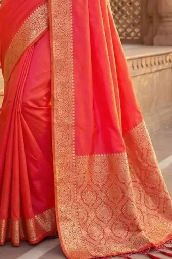 Red woven design zari silk blend banarasi saree