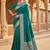 Teal ethnic motifs zari silk blend heavy work banarasi saree