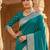 Teal ethnic motifs zari silk blend heavy work banarasi saree