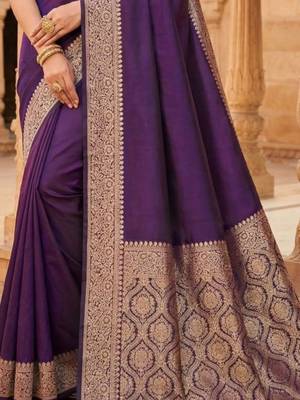 Purple woven design zari silk blend banarasi saree 3