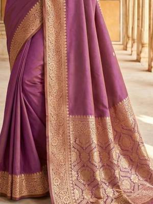 Purple woven design zari silk blend banarasi saree 3