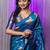 Blue woven design zari silk blend banarasi saree