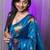 Blue woven design zari silk blend banarasi saree