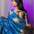 Blue woven design zari silk blend banarasi saree