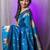 Blue woven design zari silk blend banarasi saree