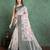 Off white floral printed silk cotton saree