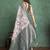 Off white floral printed silk cotton saree