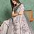Off white floral printed silk cotton saree