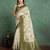 Beige floral printed silk cotton saree