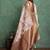 Peach floral printed zari silk cotton saree