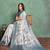 Off white floral printed silk cotton saree