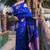 Violet woven design zari silk blend banarasi saree