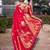 Pink woven design zari silk blend banarasi saree